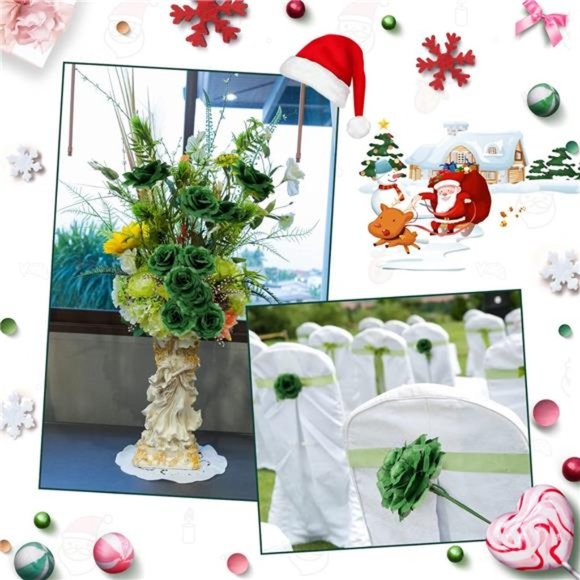 100 Pcs Flowers Long Stem Artificial Rose Flowers Emerald Roses Fake Faux Roses - Picture 4 of 6